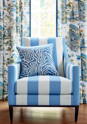 Thibaut Bergamo Stripe Fabric in Cloud
